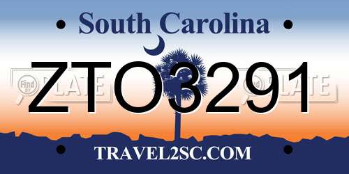 ZTO3291 South Carolina License Plate