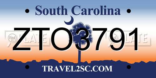 ZTO3791 South Carolina License Plate