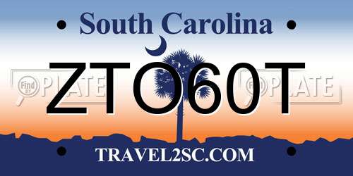ZTO60T South Carolina License Plate