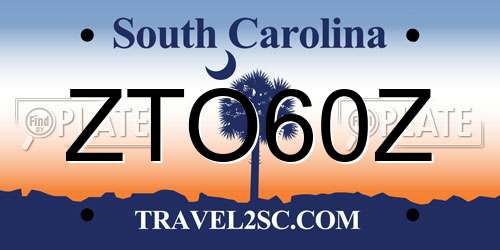 ZTO60Z South Carolina License Plate