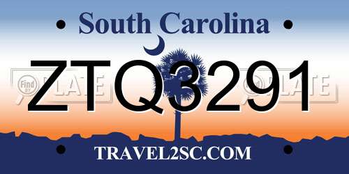 ZTQ3291 South Carolina License Plate