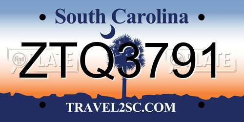 ZTQ3791 South Carolina License Plate