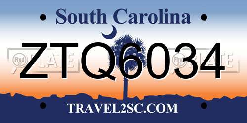 ZTQ6034 South Carolina License Plate