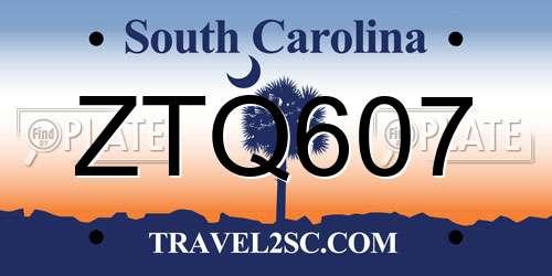ZTQ607 South Carolina License Plate