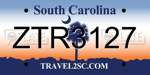 ZTR3127 South Carolina License Plate