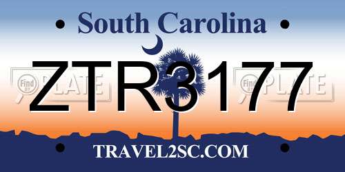 ZTR3177 South Carolina License Plate