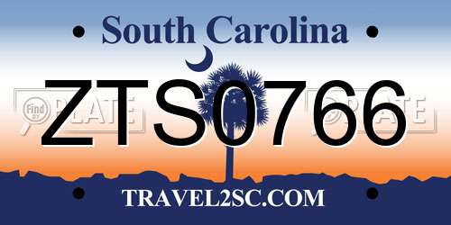ZTS0766 South Carolina License Plate