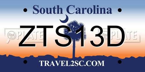 ZTS13D South Carolina License Plate
