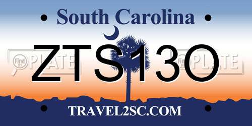 ZTS13O South Carolina License Plate