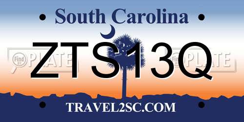 ZTS13Q South Carolina License Plate