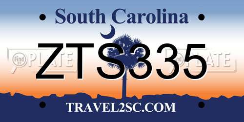 ZTS335 South Carolina License Plate