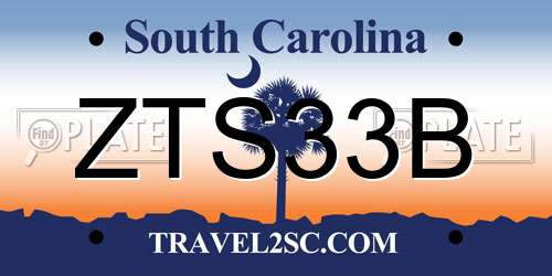 ZTS33B South Carolina License Plate
