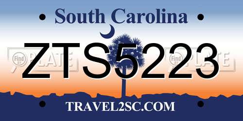 ZTS5223 South Carolina License Plate