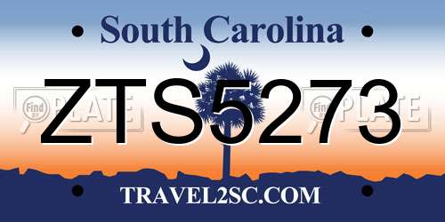 ZTS5273 South Carolina License Plate