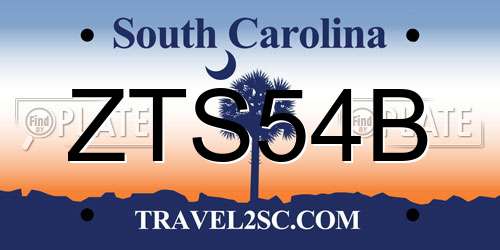 ZTS54B South Carolina License Plate