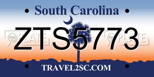 ZTS5773 South Carolina License Plate