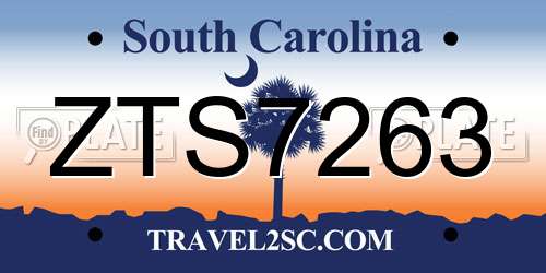 ZTS7263 South Carolina License Plate