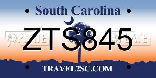 ZTS845 South Carolina License Plate
