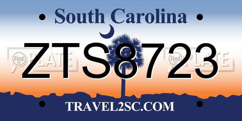 ZTS8723 South Carolina License Plate
