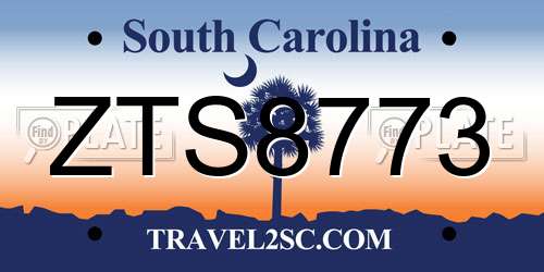 ZTS8773 South Carolina License Plate