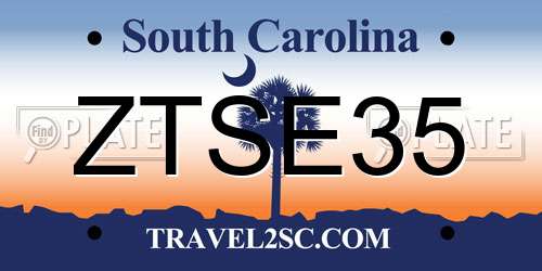 ZTSE35 South Carolina License Plate