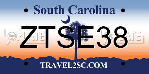 ZTSE38 South Carolina License Plate