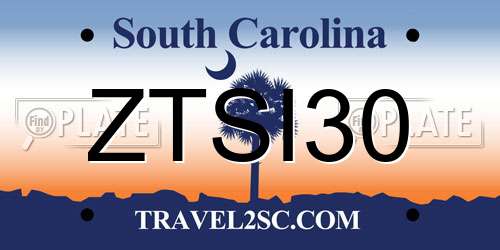 ZTSI30 South Carolina License Plate