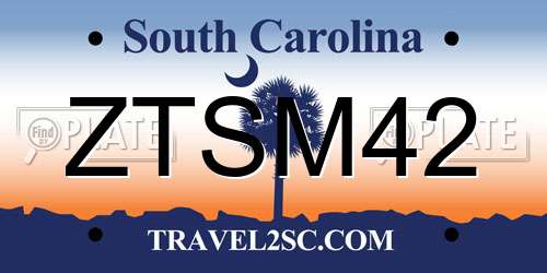 ZTSM42 South Carolina License Plate