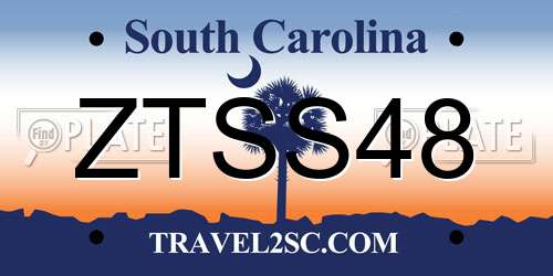 ZTSS48 South Carolina License Plate