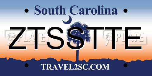 ZTSSTTE South Carolina License Plate
