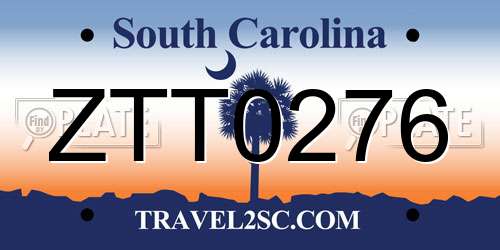 ZTT0276 South Carolina License Plate