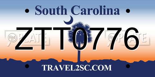 ZTT0776 South Carolina License Plate