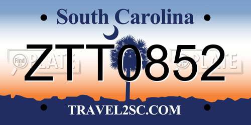ZTT0852 South Carolina License Plate
