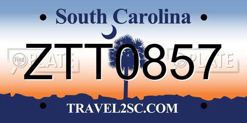 ZTT0857 South Carolina License Plate
