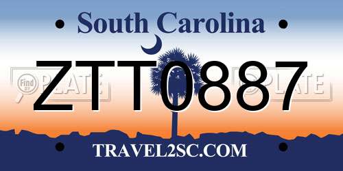 ZTT0887 South Carolina License Plate