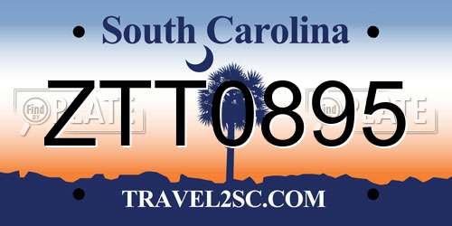 ZTT0895 South Carolina License Plate