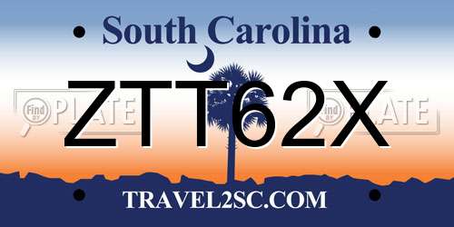 ZTT62X South Carolina License Plate