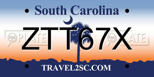 ZTT67X South Carolina License Plate