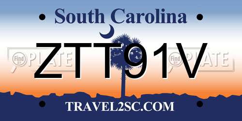 ZTT91V South Carolina License Plate