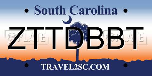 ZTTDBBT South Carolina License Plate