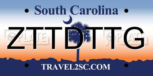 ZTTDTTG South Carolina License Plate