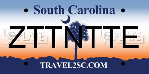 ZTTNTTE South Carolina License Plate