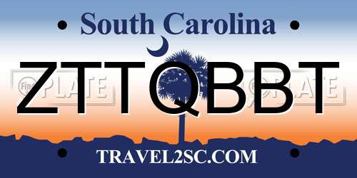 ZTTQBBT South Carolina License Plate