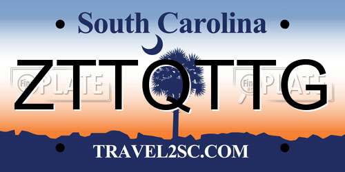 ZTTQTTG South Carolina License Plate
