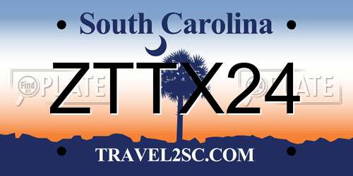 ZTTX24 South Carolina License Plate