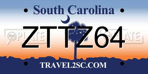 ZTTZ64 South Carolina License Plate