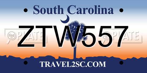 ZTW557 South Carolina License Plate