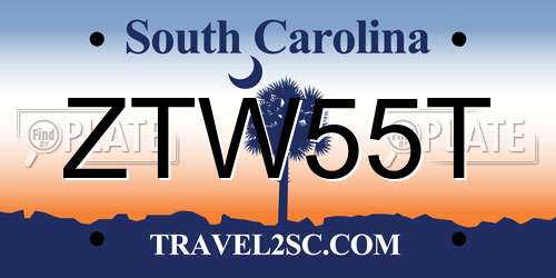 ZTW55T South Carolina License Plate