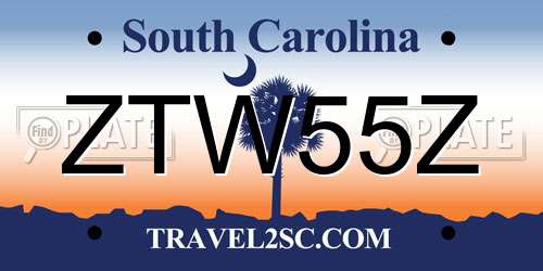 ZTW55Z South Carolina License Plate