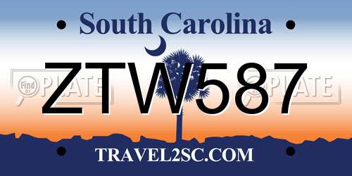 ZTW587 South Carolina License Plate